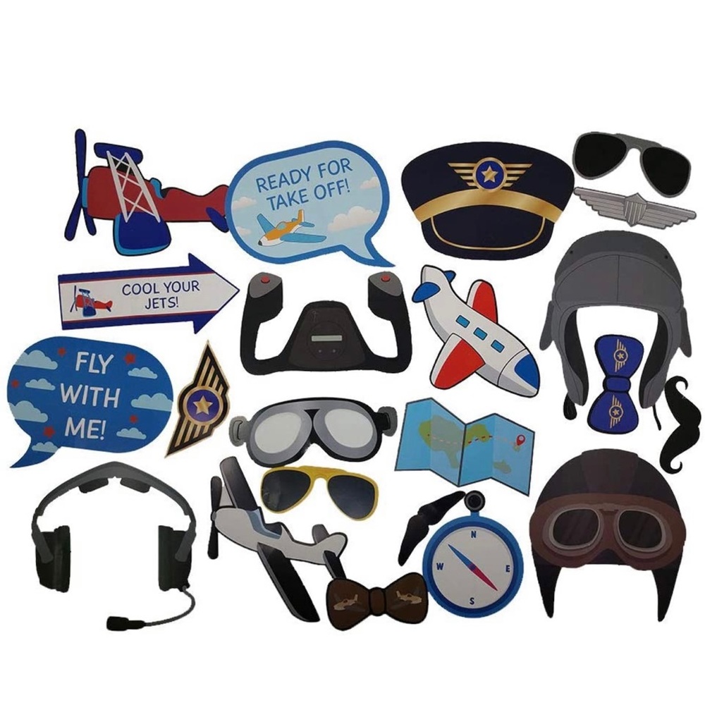 Airplane Party Photo Props for Kids Party & Favors 32 Props